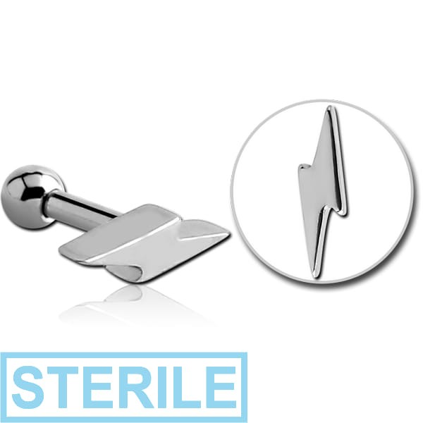 STERILE SURGICAL STEEL TRAGUS MICRO BARBELL - LIGHTNING