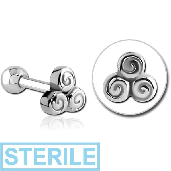 STERILE SURGICAL STEEL TRAGUS MICRO BARBELL - TRINITY