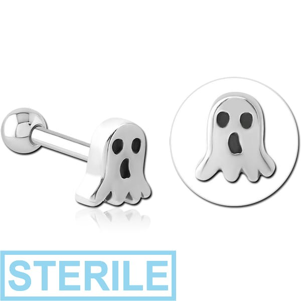 STERILE SURGICAL STEEL TRAGUS MICRO BARBELL- GHOST