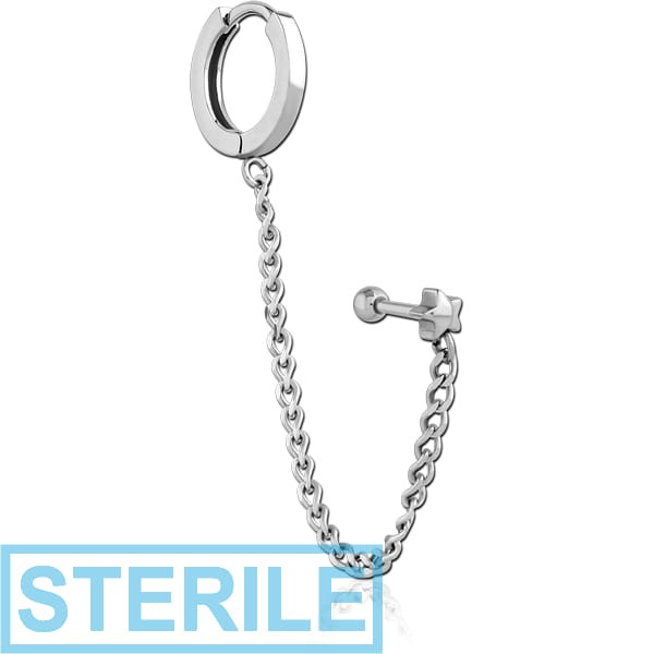 STERILE SURGICAL STEEL TRAGUS MICRO BARBELLS CHAIN LINKED