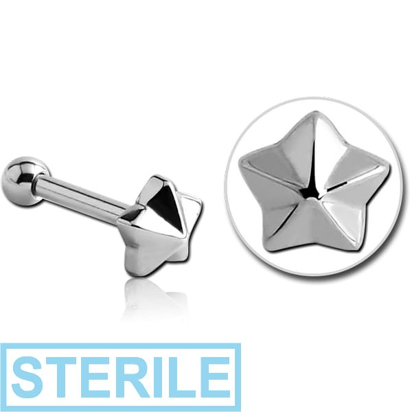 STERILE SURGICAL STEEL TRAGUS MICRO BARBELL - NAUTICAL STAR
