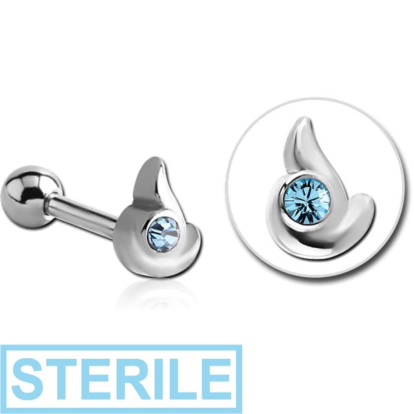 STERILE SURGICAL STEEL JEWELLED TRAGUS MICRO BARBELL