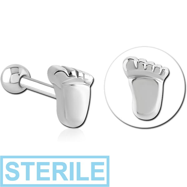 STERILE SURGICAL STEEL TRAGUS MICRO BARBELL - FOOT