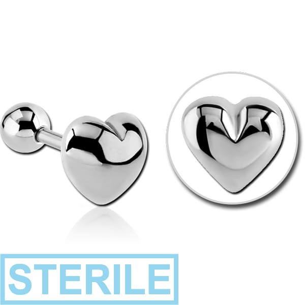 STERILE SURGICAL STEEL TRAGUS MICRO BARBELL - HEART