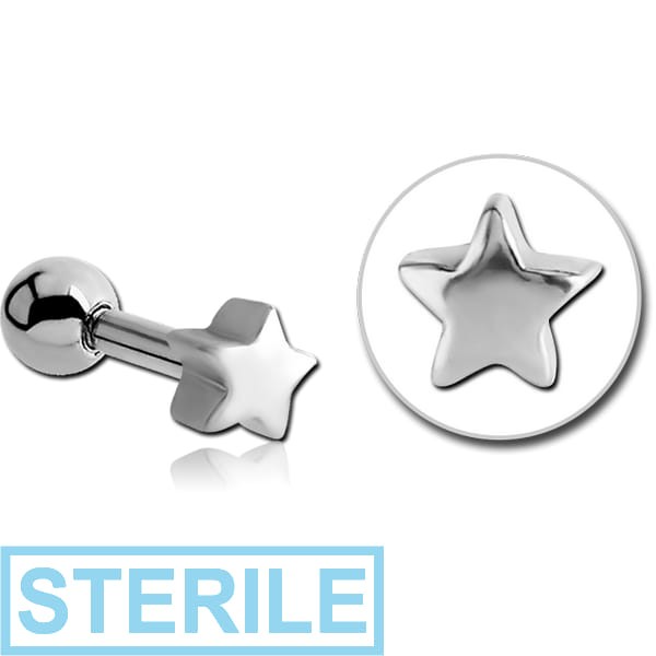 STERILE SURGICAL STEEL TRAGUS MICRO BARBELL - STAR
