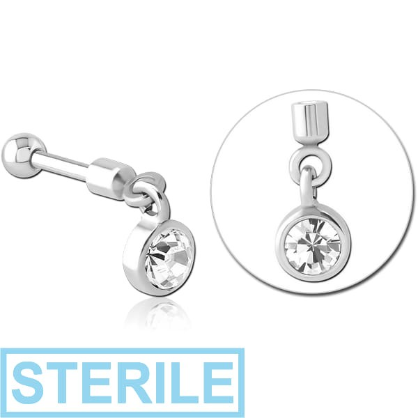 STERILE SURGICAL STEEL HELIX MICRO BARBELL WITH JEWELLED CHARM - CIRCLE
