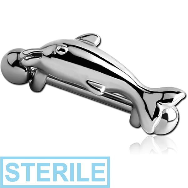 STERILE SURGICAL STEEL MICRO BARBELL WITH SHIELD - DOLPHIN