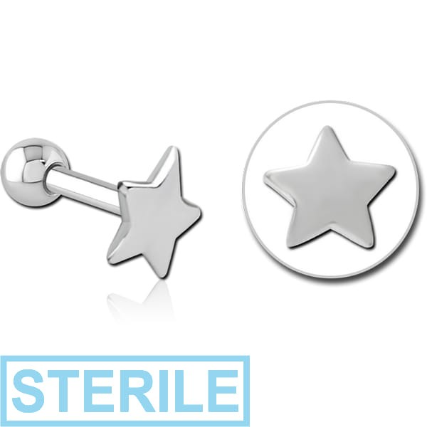 STERILE SURGICAL STEEL TRAGUS MICRO BARBELL - STAR