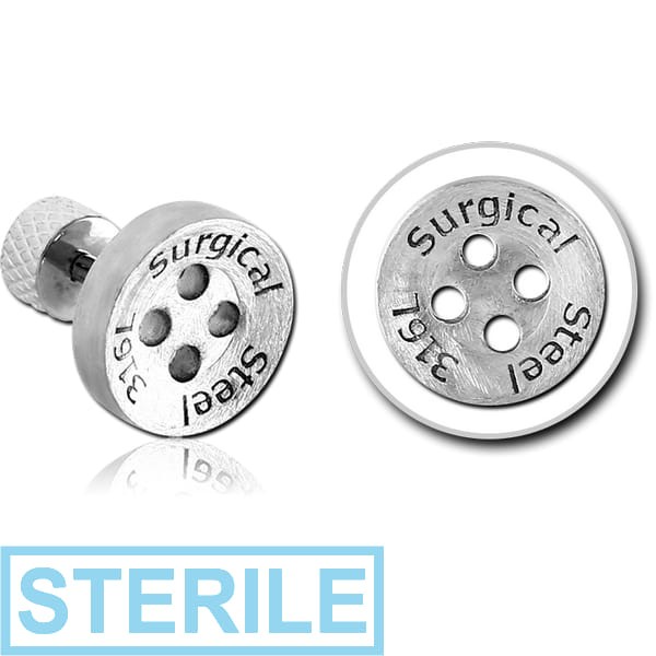 STERILE SURGICAL STEEL BUTTON TRAGUS BARBELL