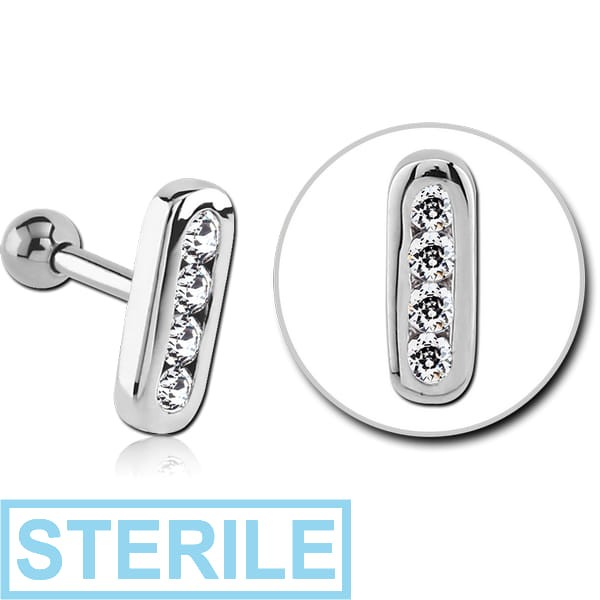 STERILE SURGICAL STEEL JEWELLED TRAGUS MICRO BARBELL