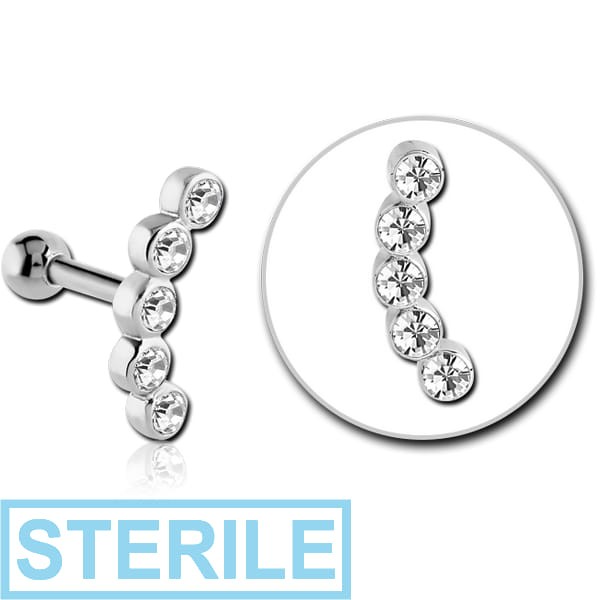 STERILE SURGICAL STEEL JEWELLED TRAGUS MICRO BARBELL