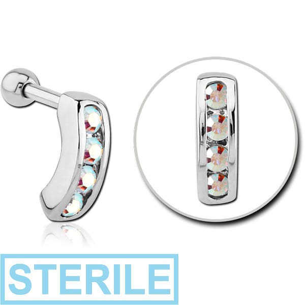STERILE SURGICAL STEEL JEWELLED TRAGUS MICRO BARBELL