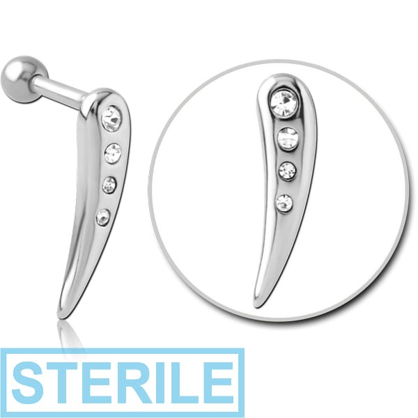 STERILE SURGICAL STEEL JEWELLED TRAGUS MICRO BARBELL