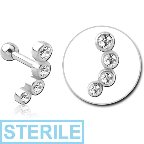 STERILE SURGICAL STEEL JEWELLED TRAGUS MICRO BARBELL