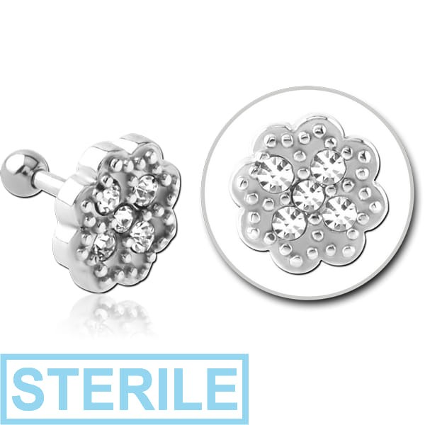 STERILE SURGICAL STEEL JEWELLED TRAGUS MICRO BARBELL