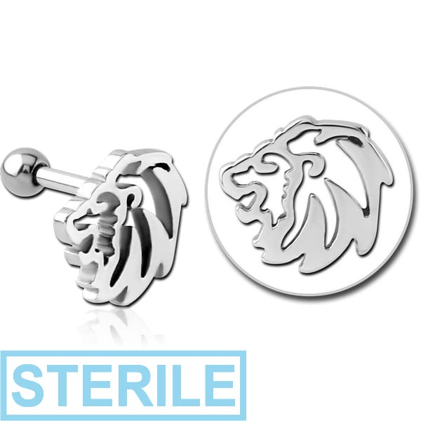STERILE SURGICAL STEEL TRAGUS MICRO BARBELL - LION