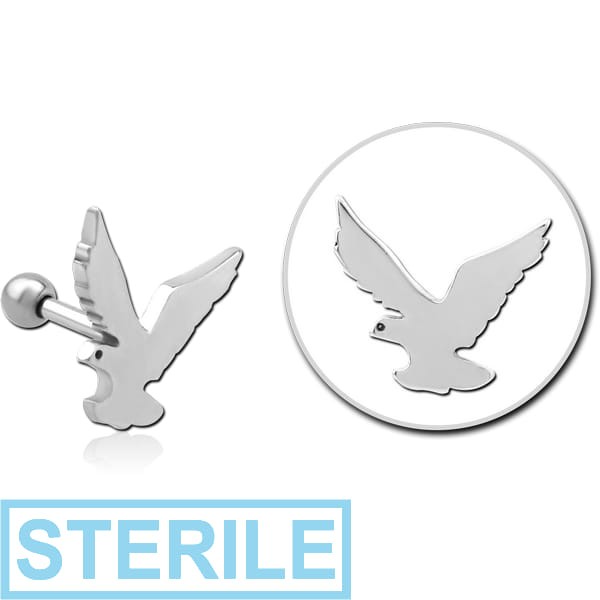 STERILE SURGICAL STEEL TRAGUS MICRO BARBELL - EAGLE