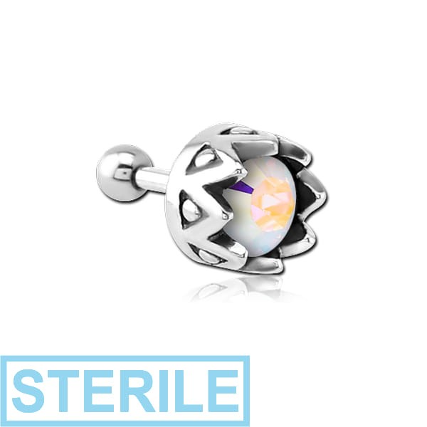 STERILE SURGICAL STEEL JEWELLED TRAGUS MICRO BARBELL
