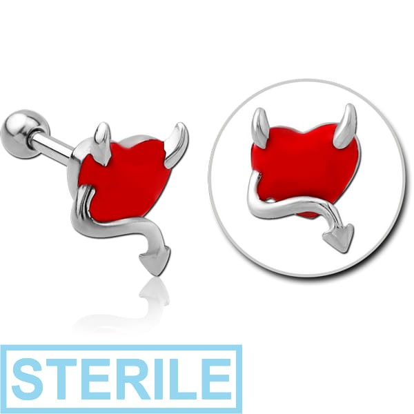STERILE SURGICAL STEEL TRAGUS MICRO BARBELL WITH ENAMEL