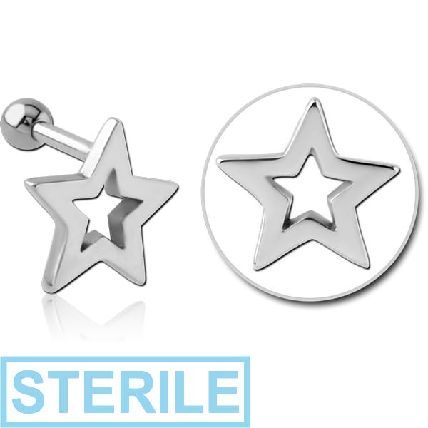 STERILE SURGICAL STEEL TRAGUS MICRO BARBELL - STAR