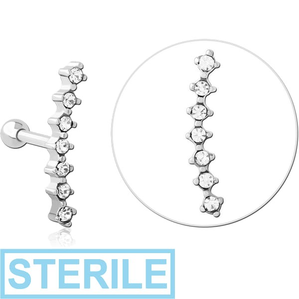 STERILE SURGICAL STEEL JEWELLED TRAGUS MICRO BARBELL