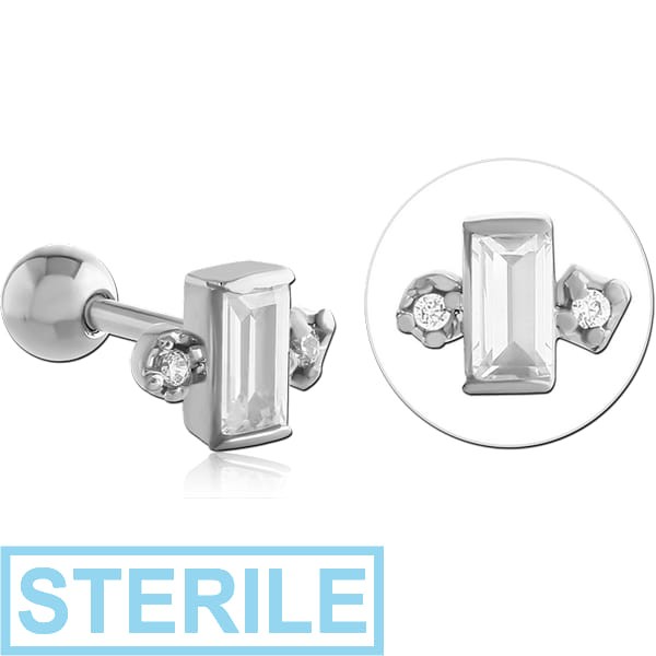 STERILE SURGICAL STEEL JEWELLED TRAGUS MICRO BARBELL