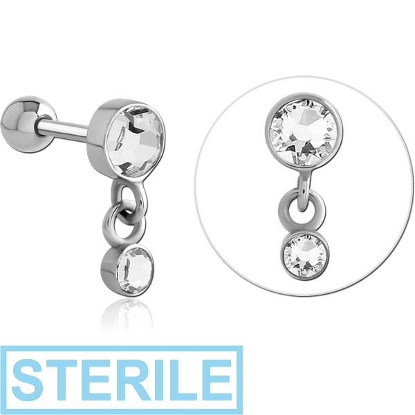 STERILE SURGICAL STEEL JEWELLED TRAGUS MICRO BARBELL