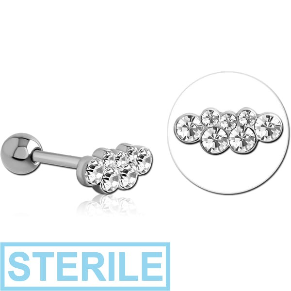 STERILE SURGICAL STEEL JEWELLED TRAGUS MICRO BARBELL