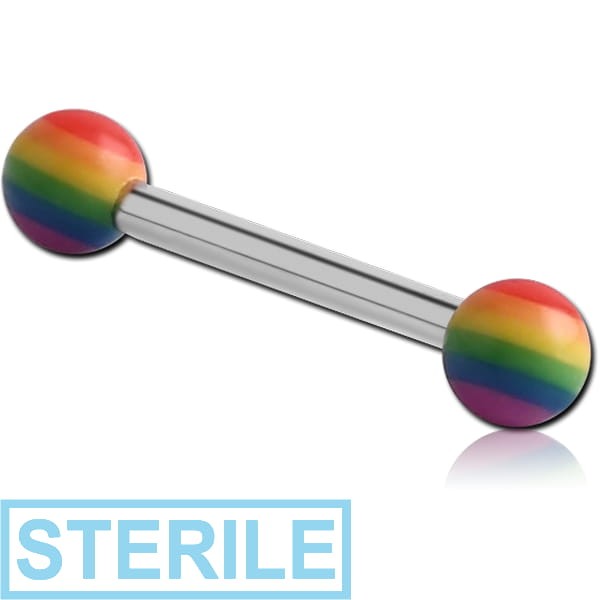 STERILE MICRO BARBELL WITH UV ACRYLIC RAINBOW BALLS