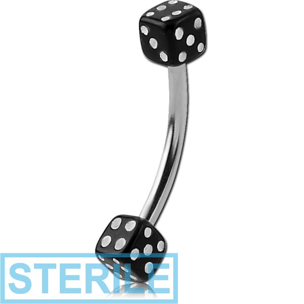 STERILE SURGICAL STEEL CURVED MICRO BARBELL WITH UV DICES