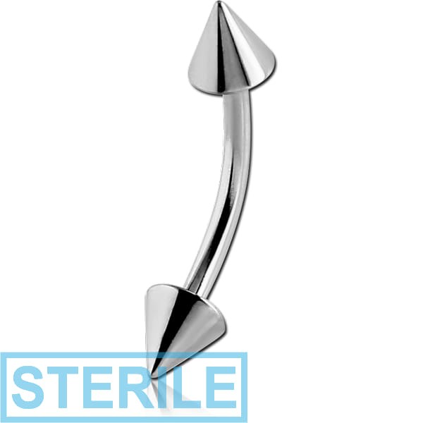 STERILE SURGICAL STEEL CURVED MICRO BARBELL WITH CONES