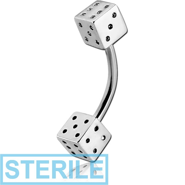 STERILE SURGICAL STEEL CURVED MICRO BARBELL WITH DICES