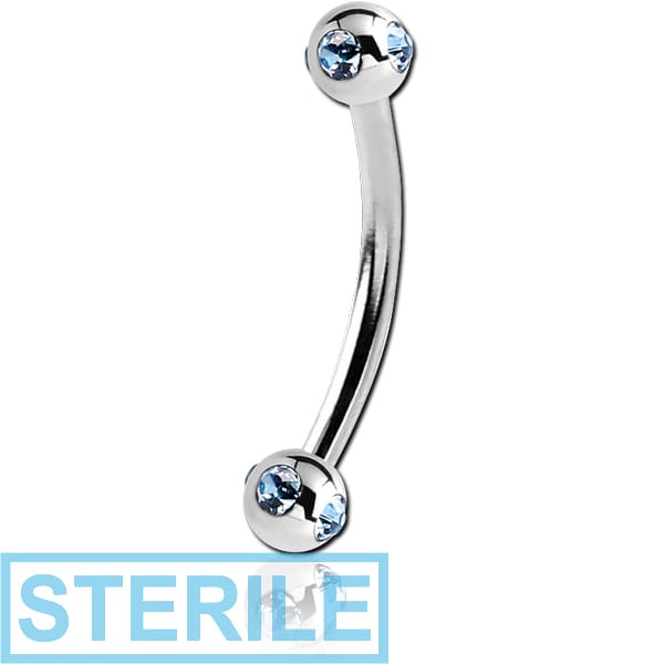 STERILE SURGICAL STEEL CURVED MICRO BARBELL WITH SATELLITE JEWELLED BALLS