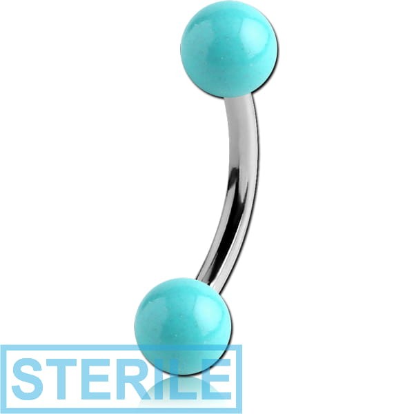 STERILE SURGICAL STEEL CURVED MICRO BARBELL WITH ENAMEL COATED BALLS