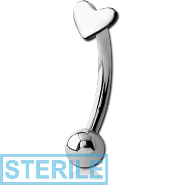 STERILE SURGICAL STEEL HEART FANCY CURVED MICRO BARBELL