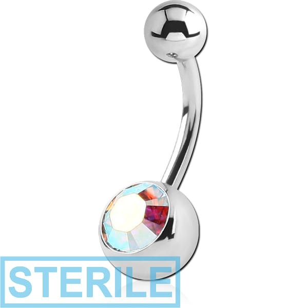 STERILE SURGICAL STEEL HIGH END CRYSTAL JEWELLED MICRO NAVEL BANANA