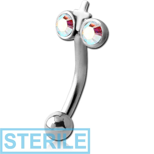 STERILE SURGICAL STEEL JEWELLED FANCY CURVED MICRO BARBELL