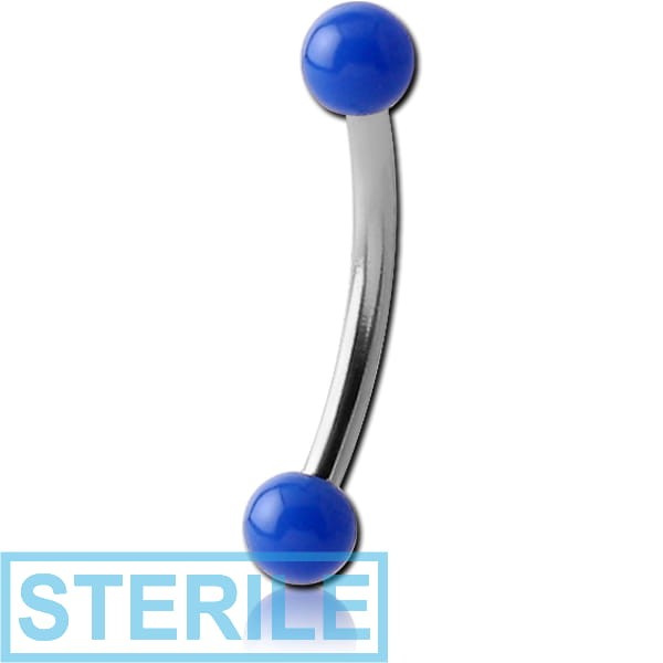 STERILE SURGICAL STEEL CURVED MICRO BARBELL WITH UV ACRYLIC NEON BALLS