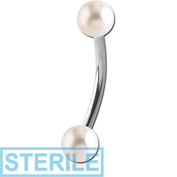 STERILE SURGICAL STEEL CURVED MICRO BARBELL WITH SYNTHETIC PEARLS