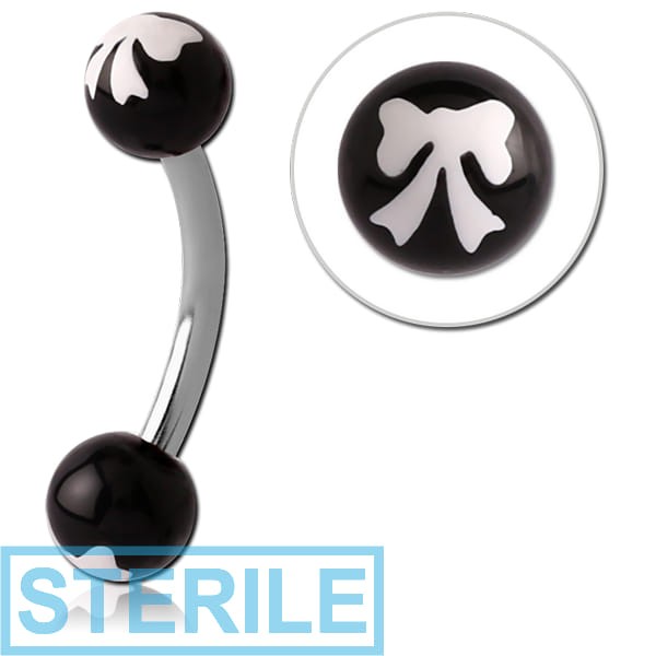 STERILE SURGICAL STEEL CURVED MICRO BARBELL WITH UV ACRYLIC PRINTED BALLS