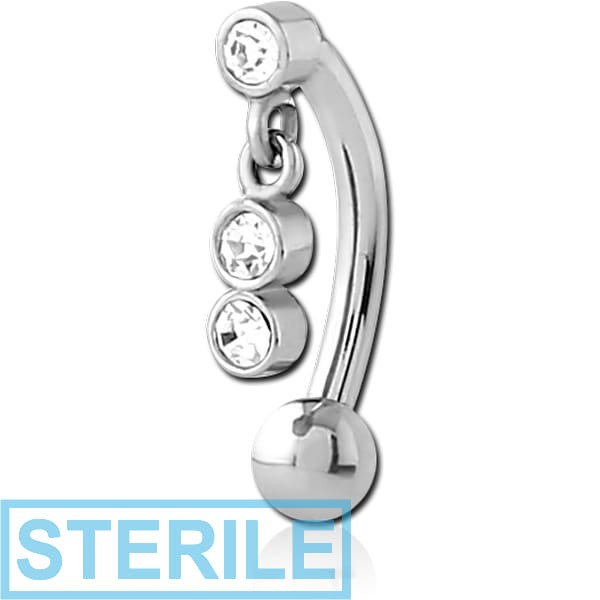 STERILE SURGICAL STEEL JEWELLED FANCY CURVED MICRO BARBELL