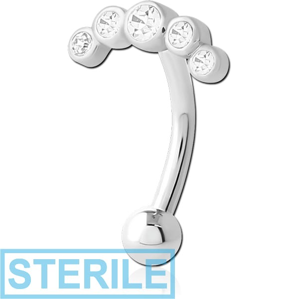 STERILE SURGICAL STEEL JEWELLED FANCY CURVED MICRO BARBELL