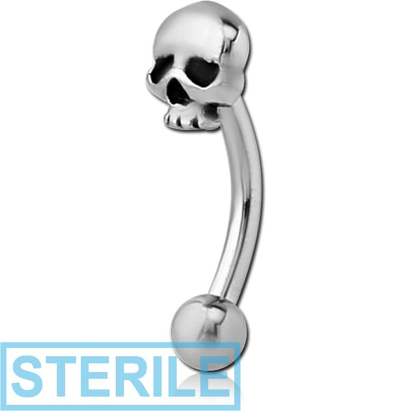 STERILE SURGICAL STEEL FANCY CURVED MICRO BARBELL - SKULL