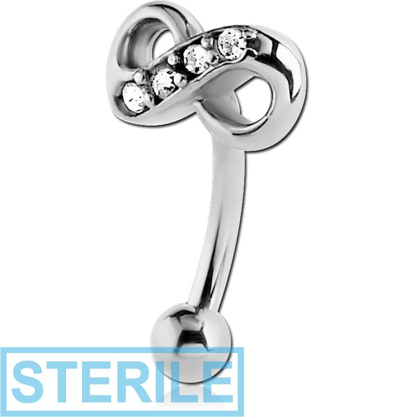 STERILE SURGICAL STEEL JEWELLED FANCY CURVED MICRO BARBELL - INFINITY