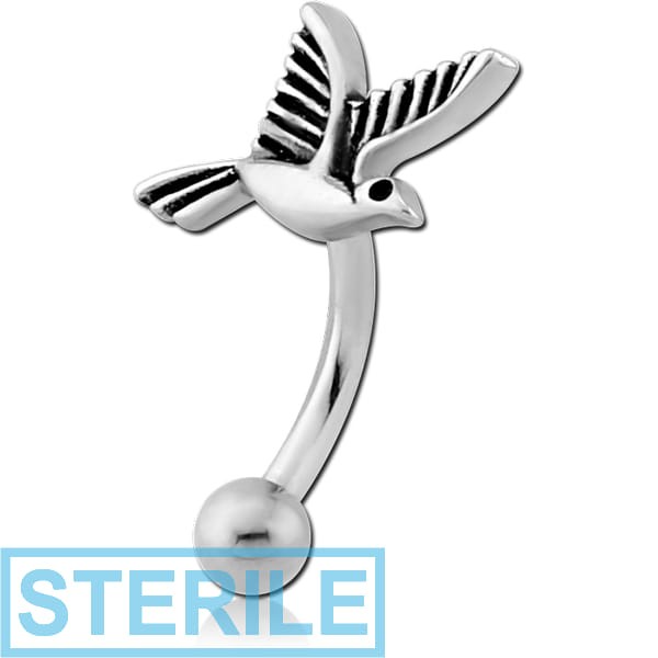 STERILE SURGICAL STEEL FANCY CURVED MICRO BARBELL - BIRD