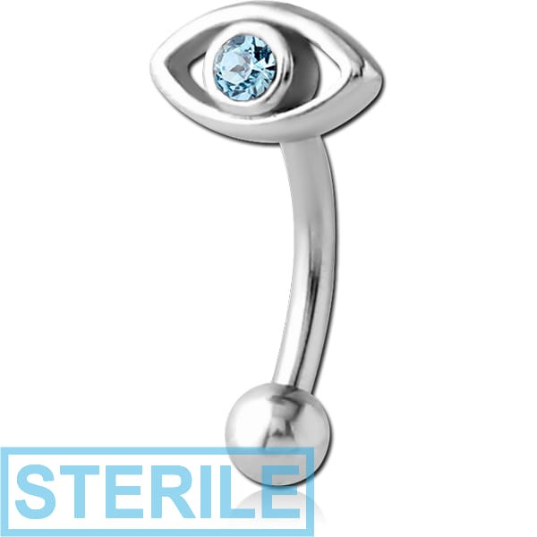 STERILE SURGICAL STEEL JEWELLED FANCY CURVED MICRO BARBELL - EYE