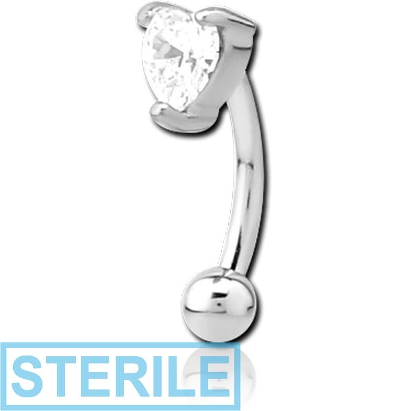 STERILE SURGICAL STEEL JEWELLED CURVED MICRO BARBELL - HEART