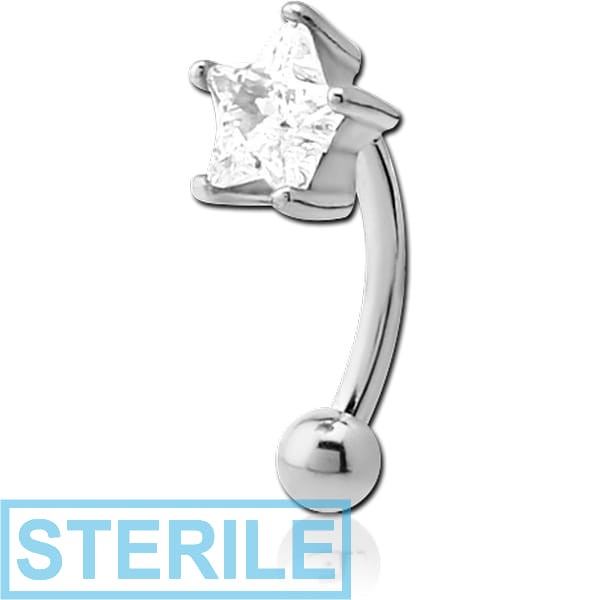 STERILE SURGICAL STEEL JEWELLED CURVED MICRO BARBELL - STAR