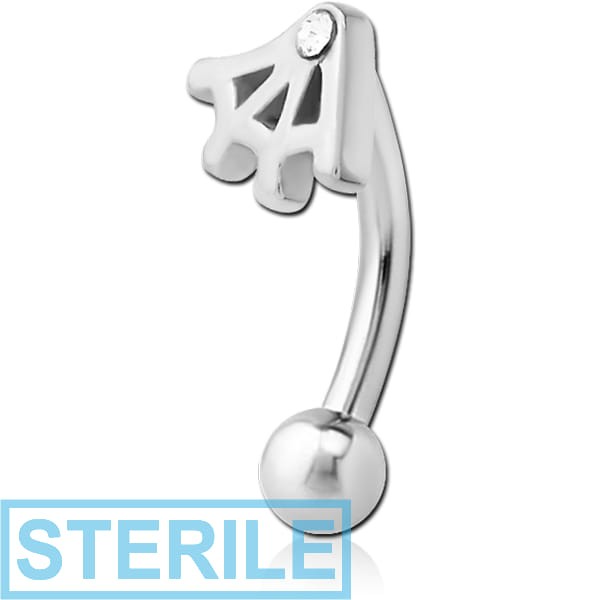 STERILE SURGICAL STEEL JEWELLED FANCY CURVED MICRO BARBELL - WEB