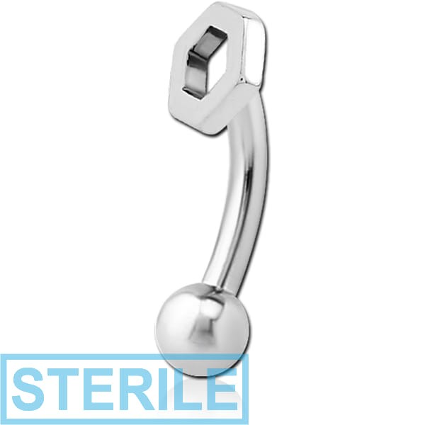 STERILE SURGICAL STEEL FANCY CURVED MICRO BARBELL - HEXAGONE